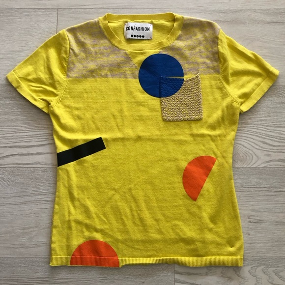 European “Con/fashion” Chest Pocket Knit Sweater Top Blouse - Picture 5 of 16